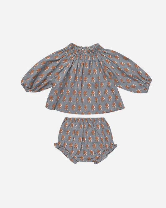 Quincy Blouse Set | Blue Floral