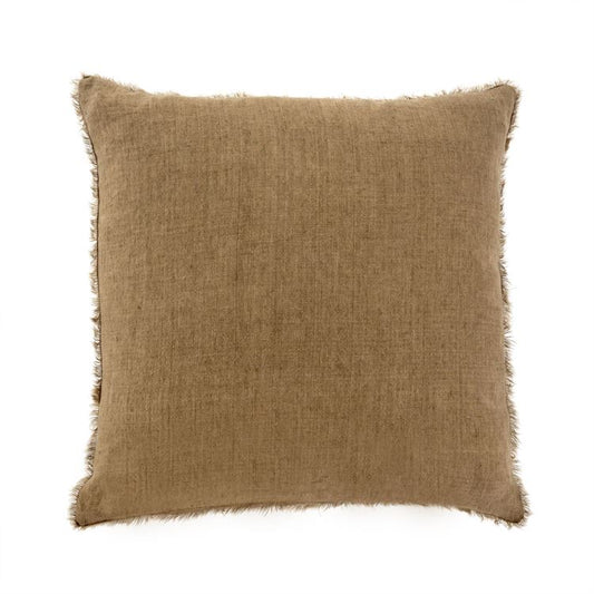 Lina Linen Pillow, 24x24- Hazlenut