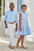 Tiered Charleston Dress | Light Blue Pique