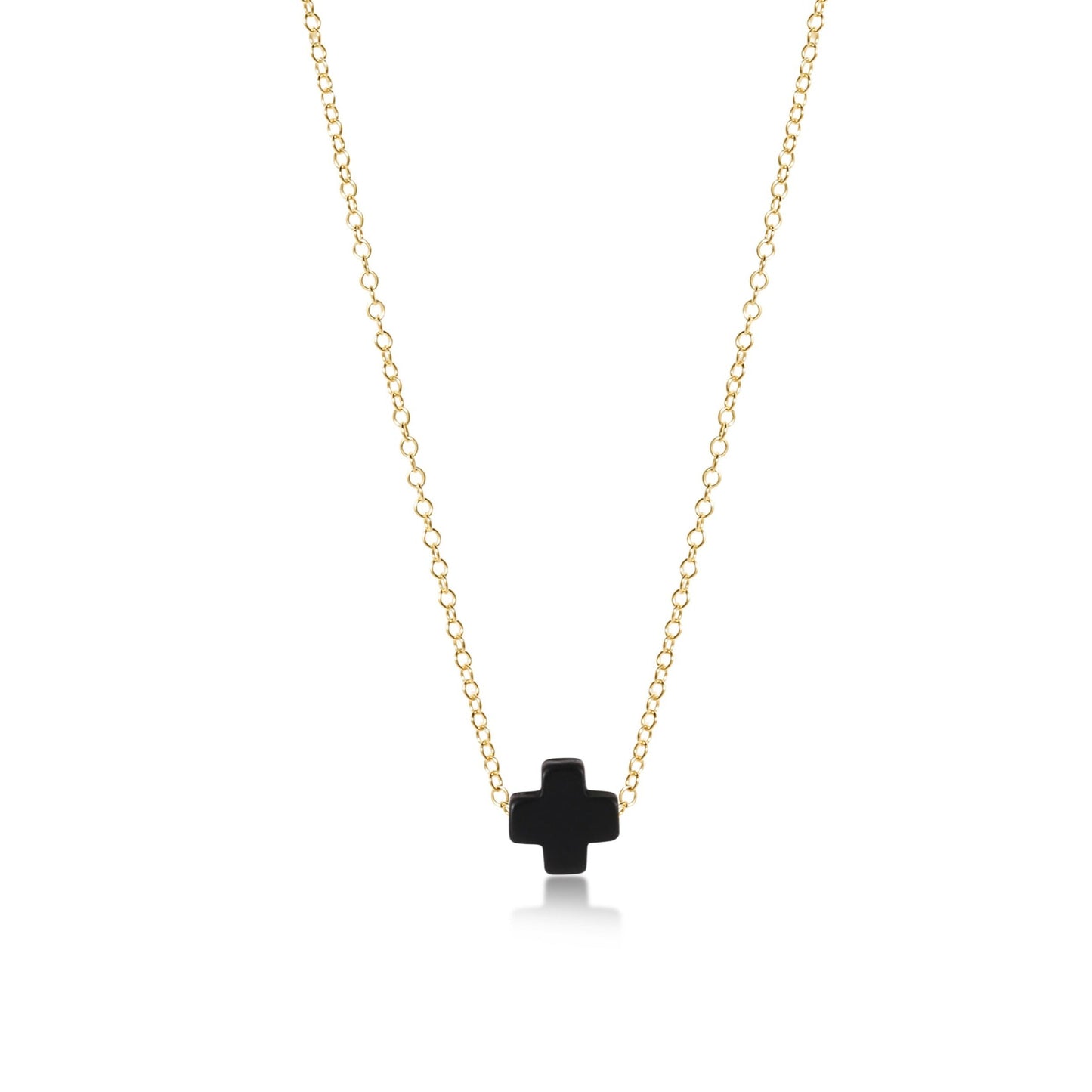 16" Signature Cross Gold Necklace | Onyx