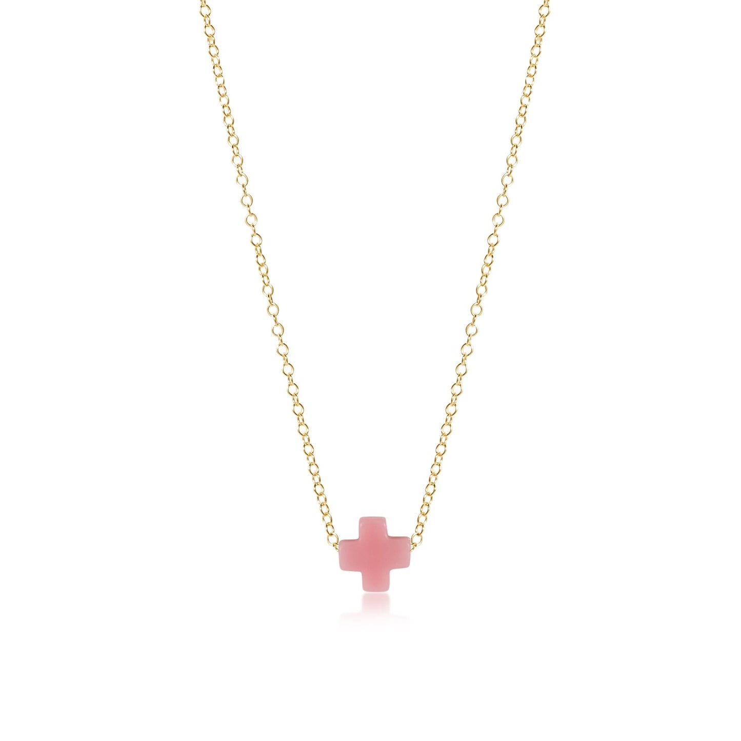 16" Signature Cross Gold Necklace | Pink