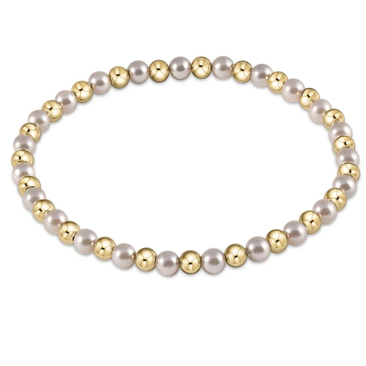 classic grateful pattern 4mm bead bracelet | pearl | extends