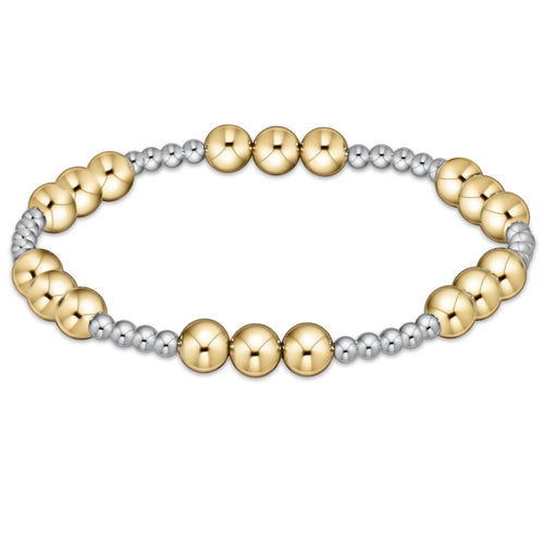 classic joy pattern 6mm bead bracelet | mixed metal
