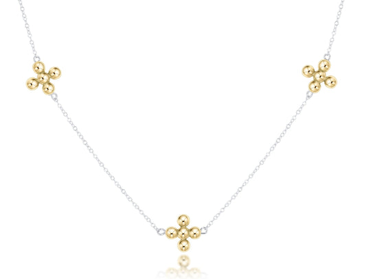choker simplicity chain sterling mixed metal | classic beaded signature cross gold | 17"