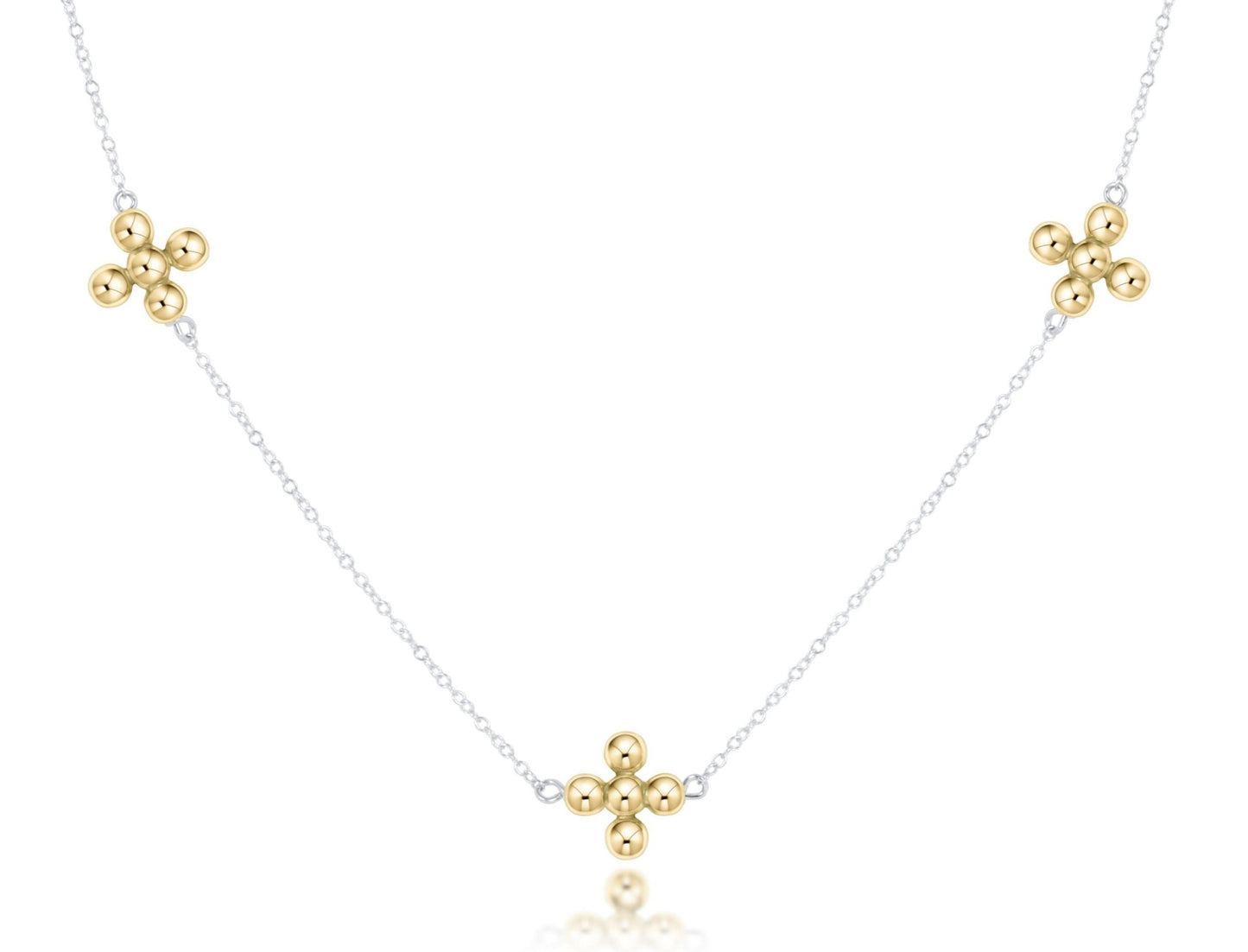 choker simplicity chain sterling mixed metal | classic beaded signature cross gold | 17"