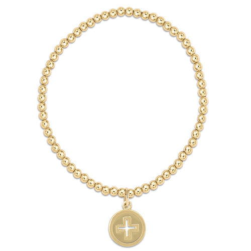 classic gold 3mm bead bracelet | signature cross gold disc | gold