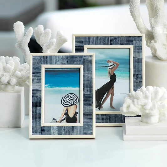 Mendocino Blue Carved Bone Photo Frame | 5x7