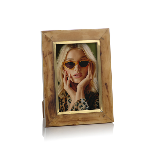 Horn Design Inlaid Photo Frame with Brass Accent | 4x6