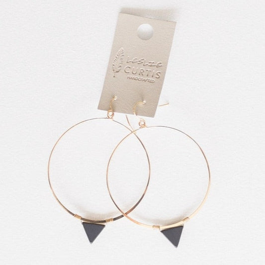 Jagger | Thin Gold Hoop, Black Triangle 2"