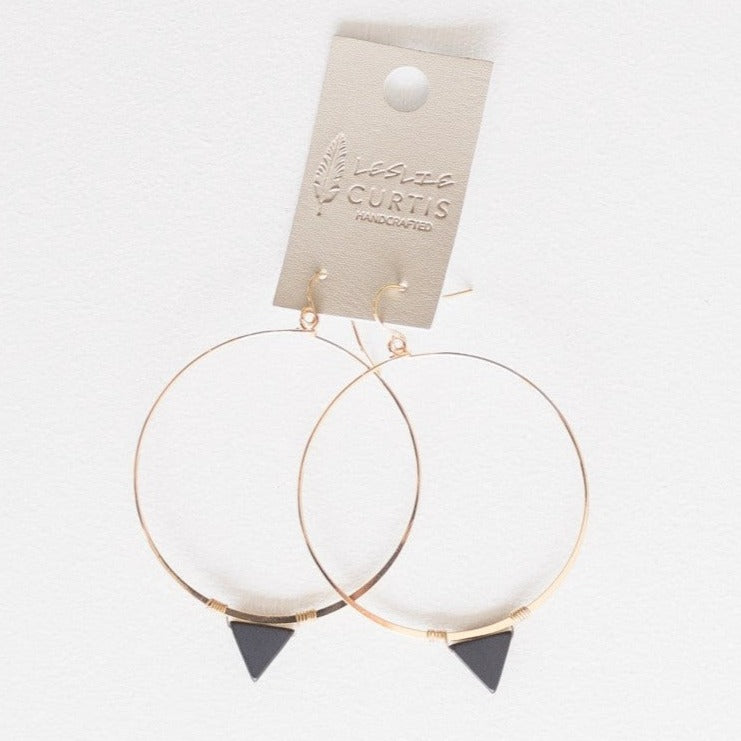 Jagger | Thin Gold Hoop, Black Triangle 2"