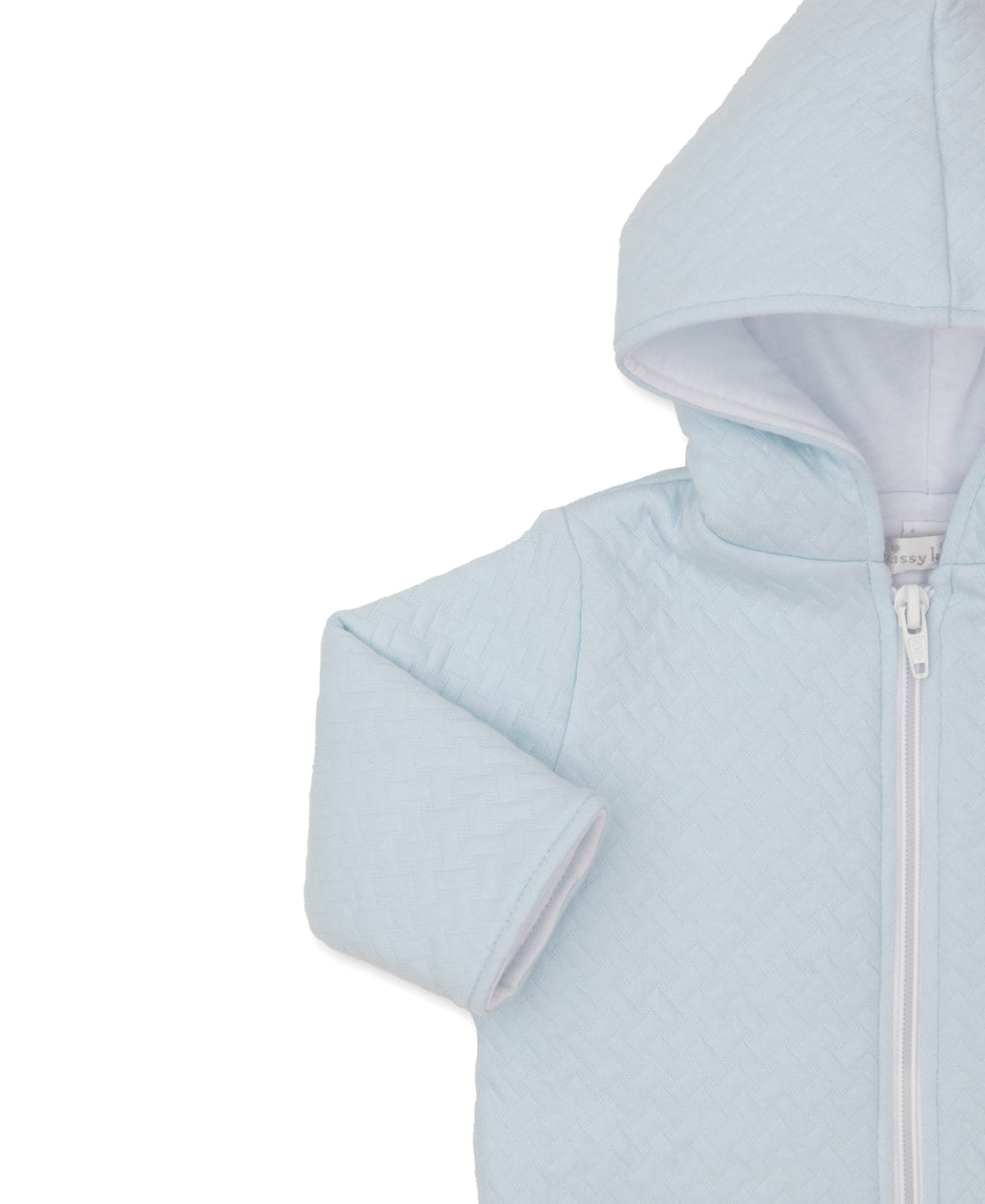 Classic Jacquard Padded Zip Front Jacket | Light Blue