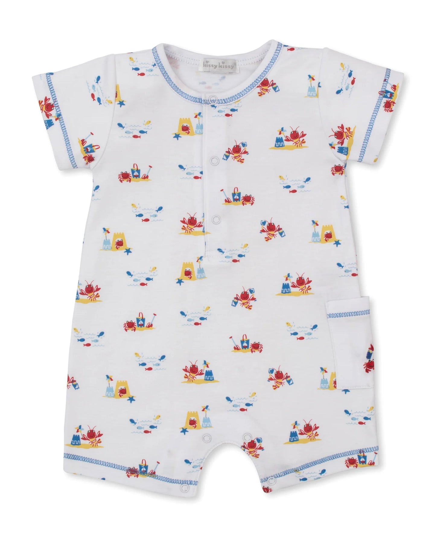 Lobsters Sandy Smiles Blue Short Playsuit