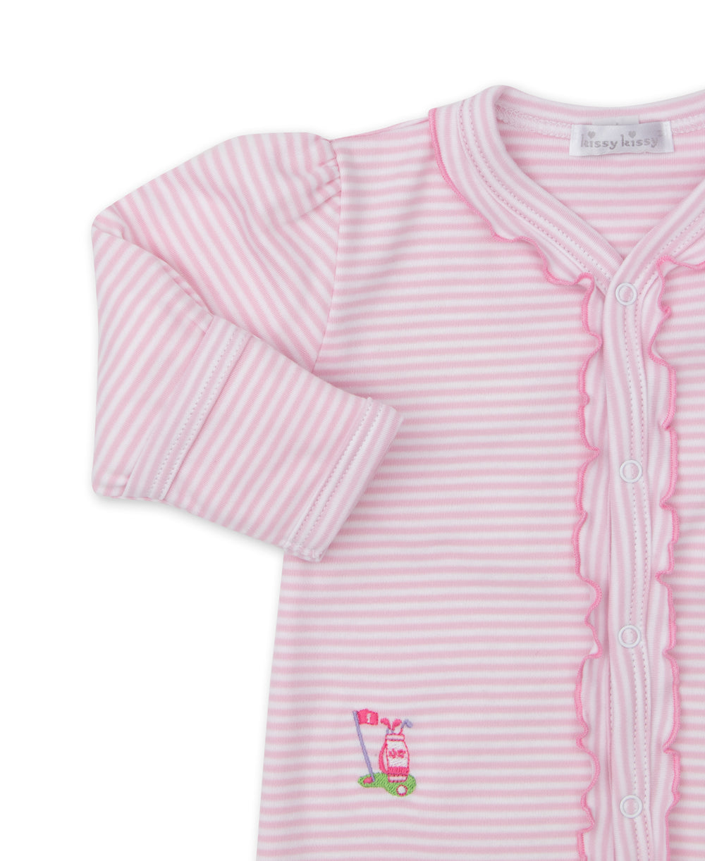 Hole In One Pink Stripe Footie
