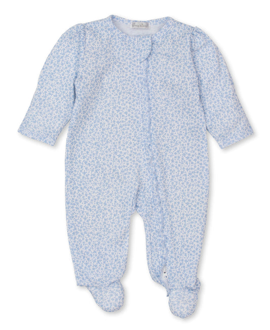 Petite Blooms Footie w/Zip Light Blue