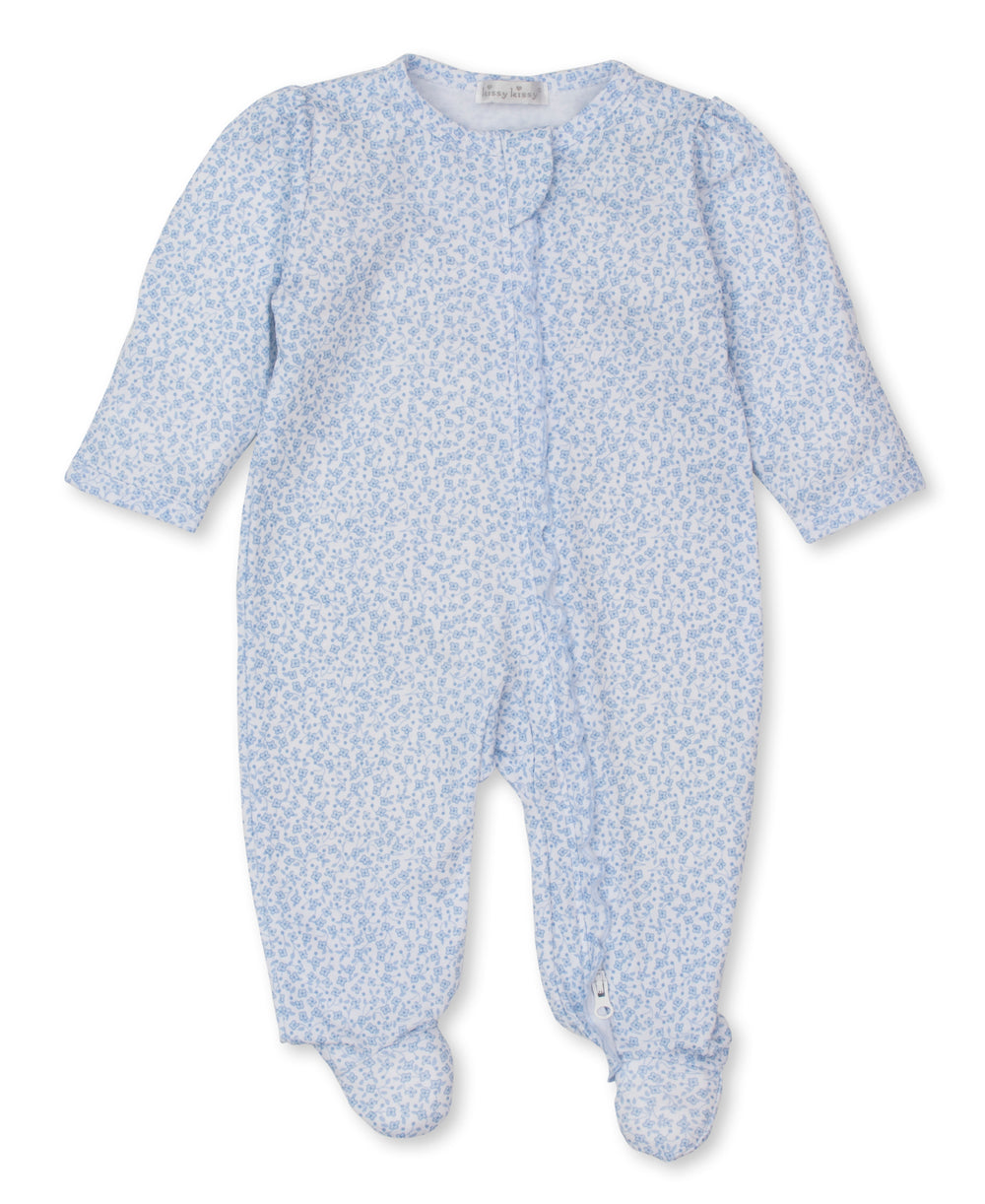 Petite Blooms Footie w/Zip Light Blue
