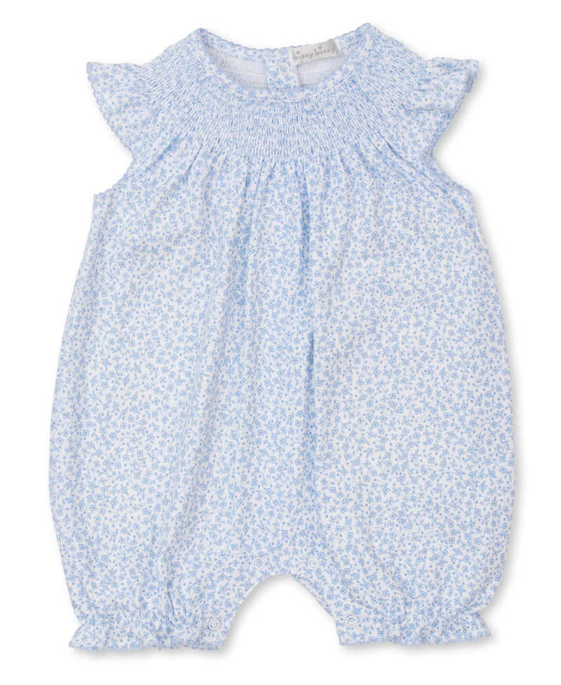 Petite Blooms Sleeveless Playsuit Light Blue