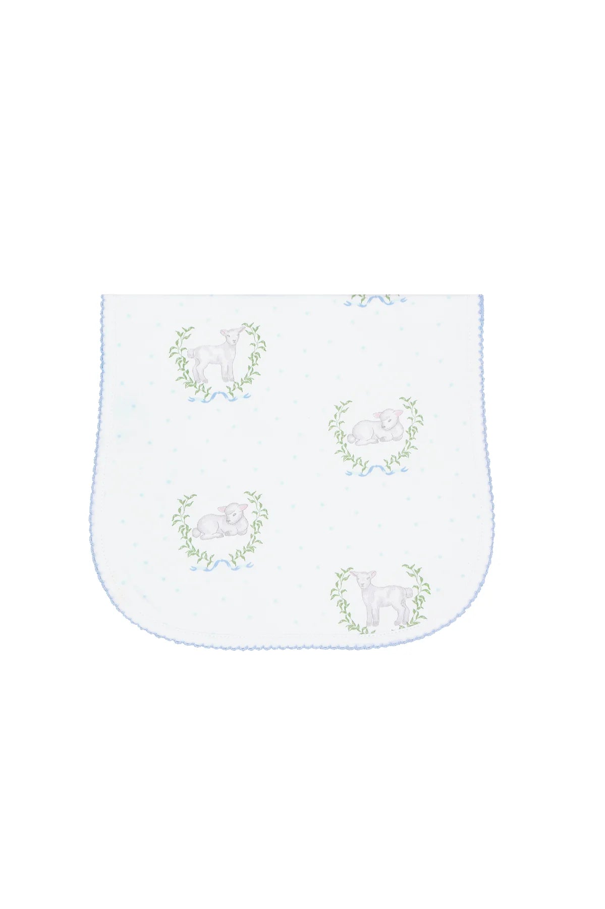 Blue Lamb Print Burp Cloth
