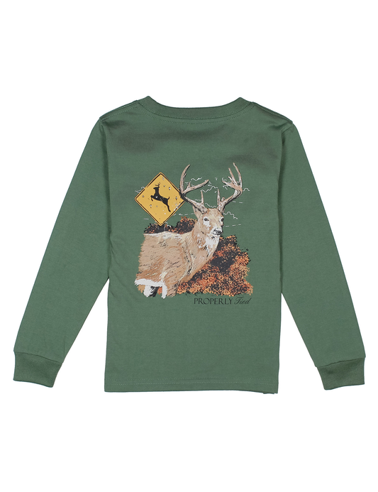Deer Crossing Long Sleeve Shirt | Fern Green