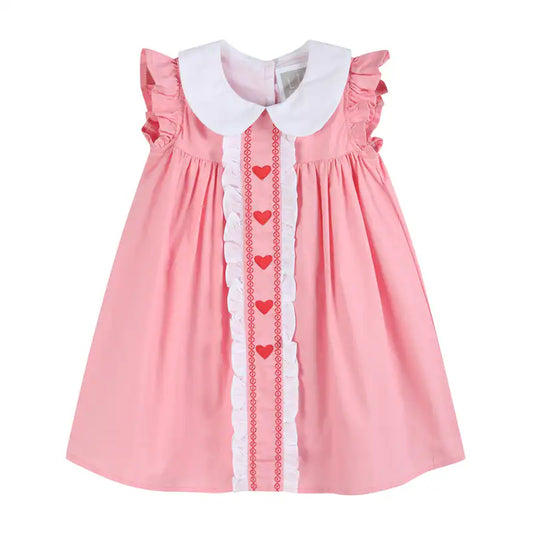 Pink and Red Heart Valentine Ruffle Dress