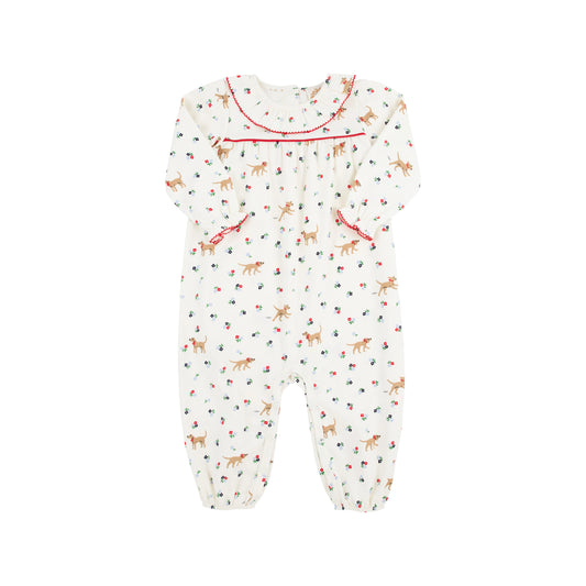 Long Sleeve Ramona Ruffle Romper | Mae Park Mini Floral with Richmond Red
