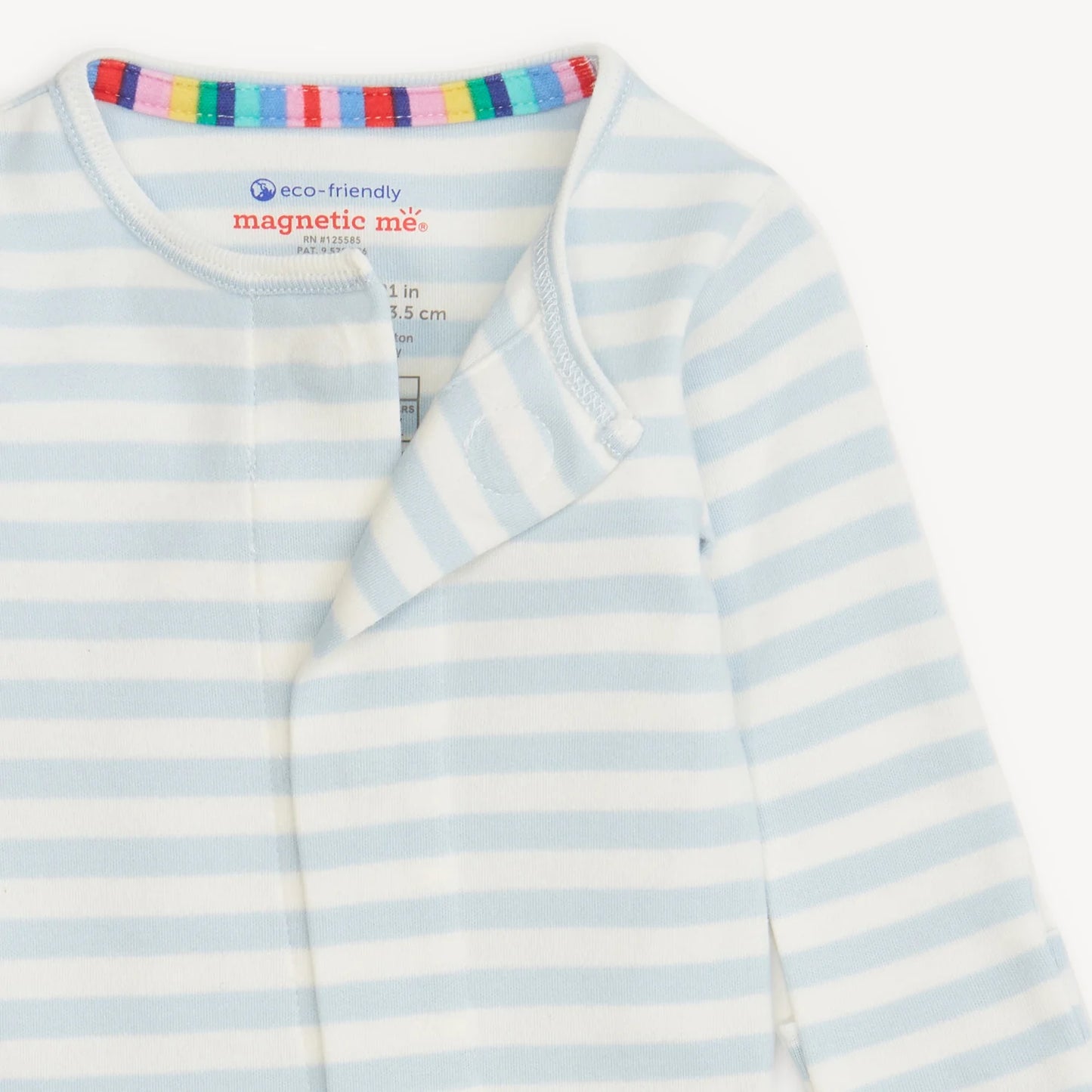 Oragnic Cotton Magnetic Footie | Blue Stripe