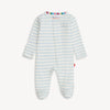 Oragnic Cotton Magnetic Footie | Blue Stripe