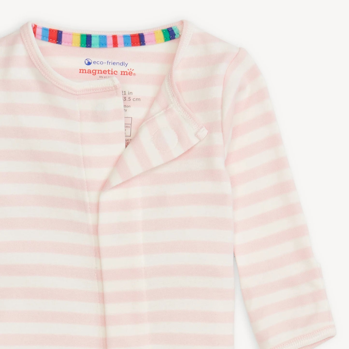 Organic Cotton Magnetic Footie | Pink Stripe