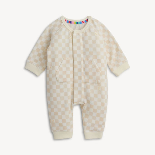 Magnetic Romper | Chamois Checkerboard