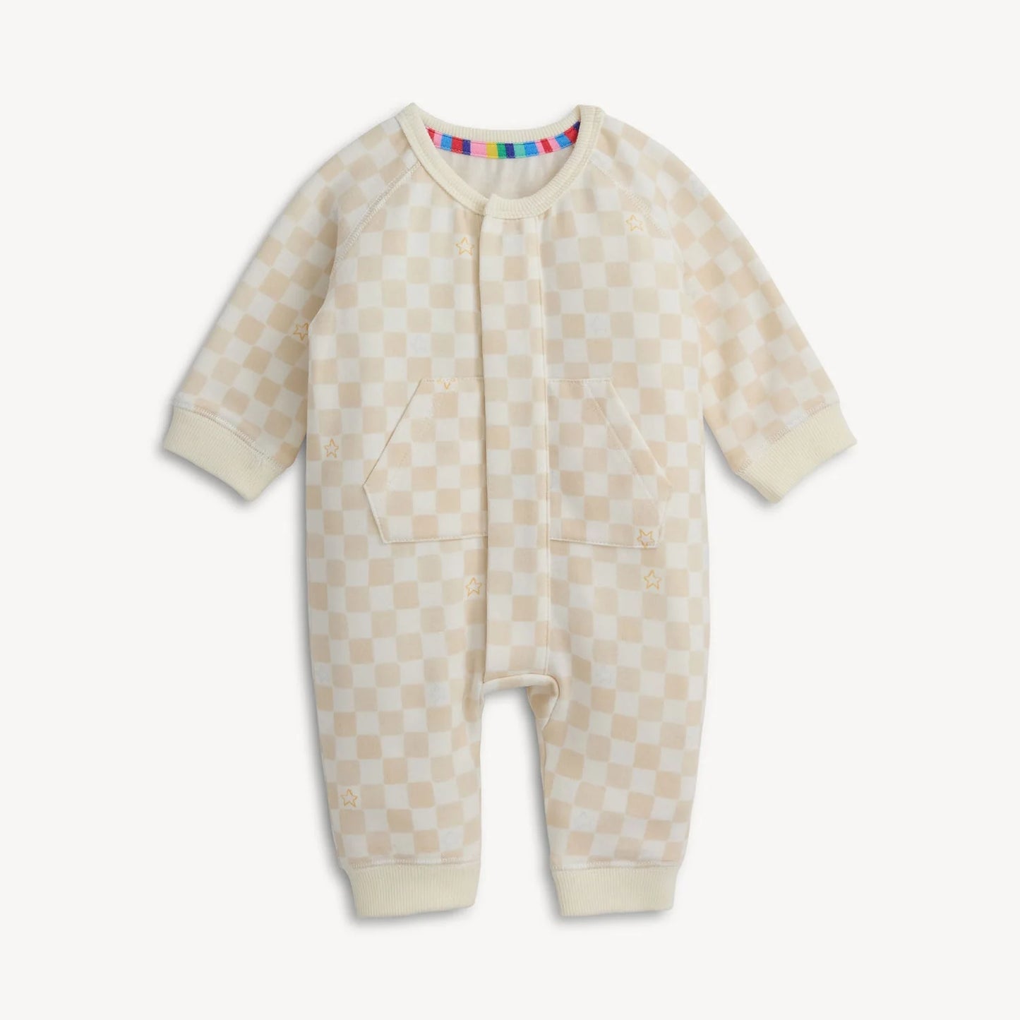 Magnetic Romper | Chamois Checkerboard