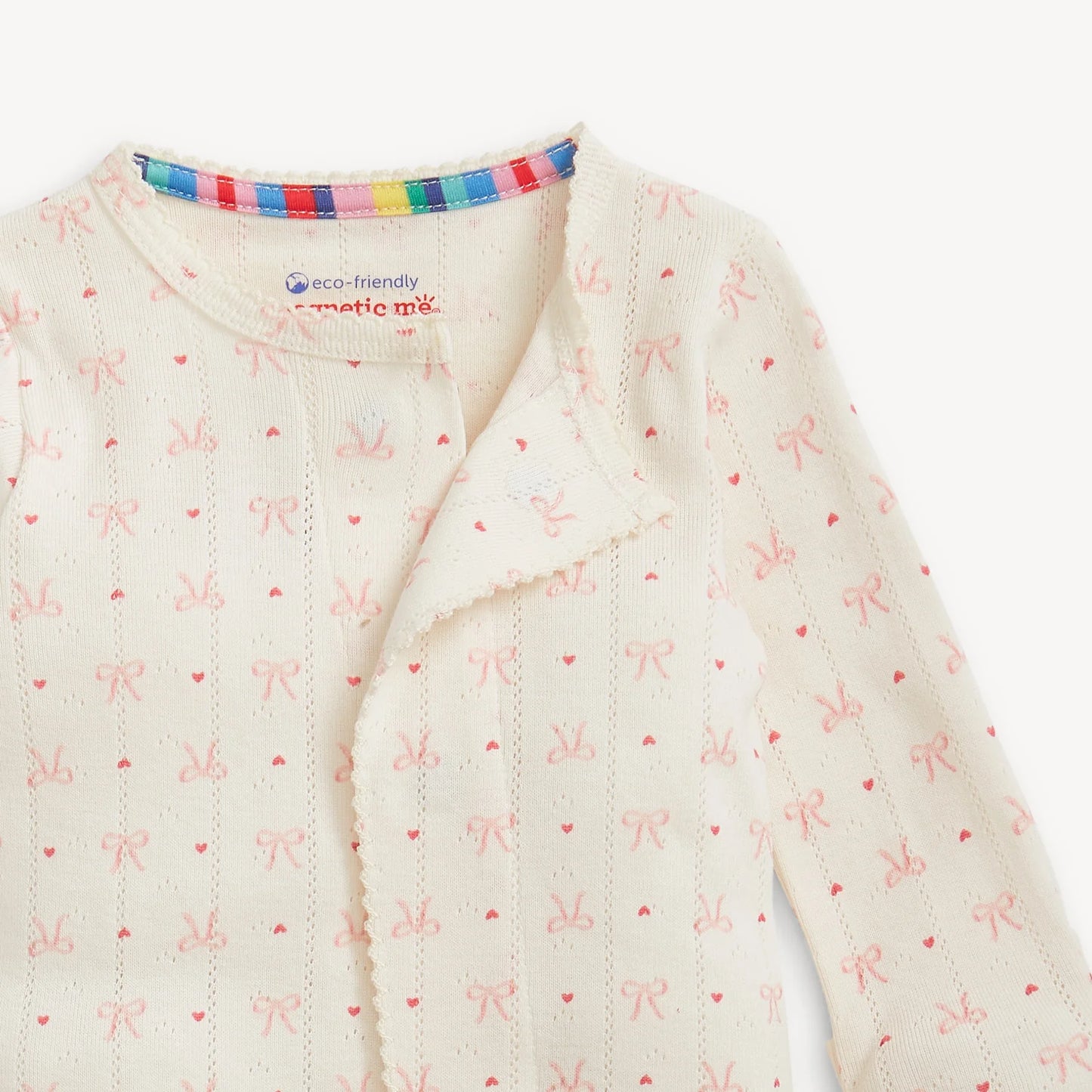 Pointelle Magnetic Footie | Heart & Bow