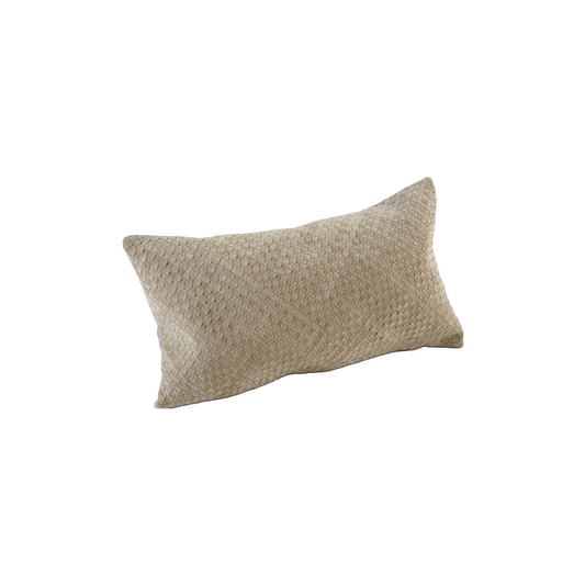 Suede Lumbar Waffle Weave Pillow | Cream