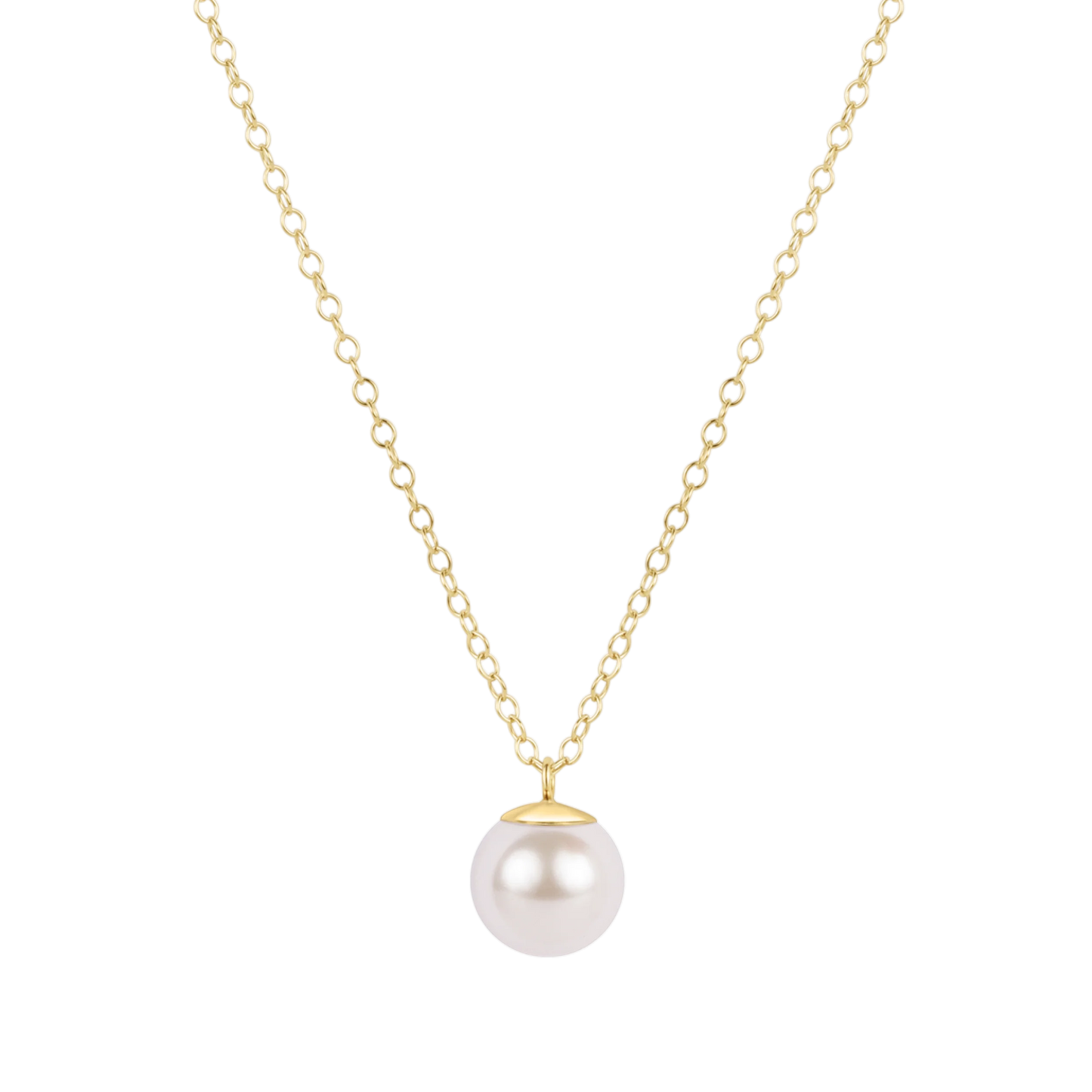 16" Necklace - Gold Classic Pearl 10mm Charm