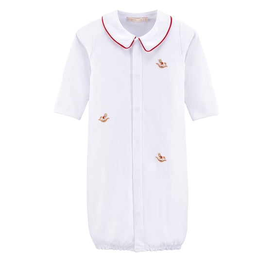 Christmas Rocking Horse Embroidered Pima Converter Gown