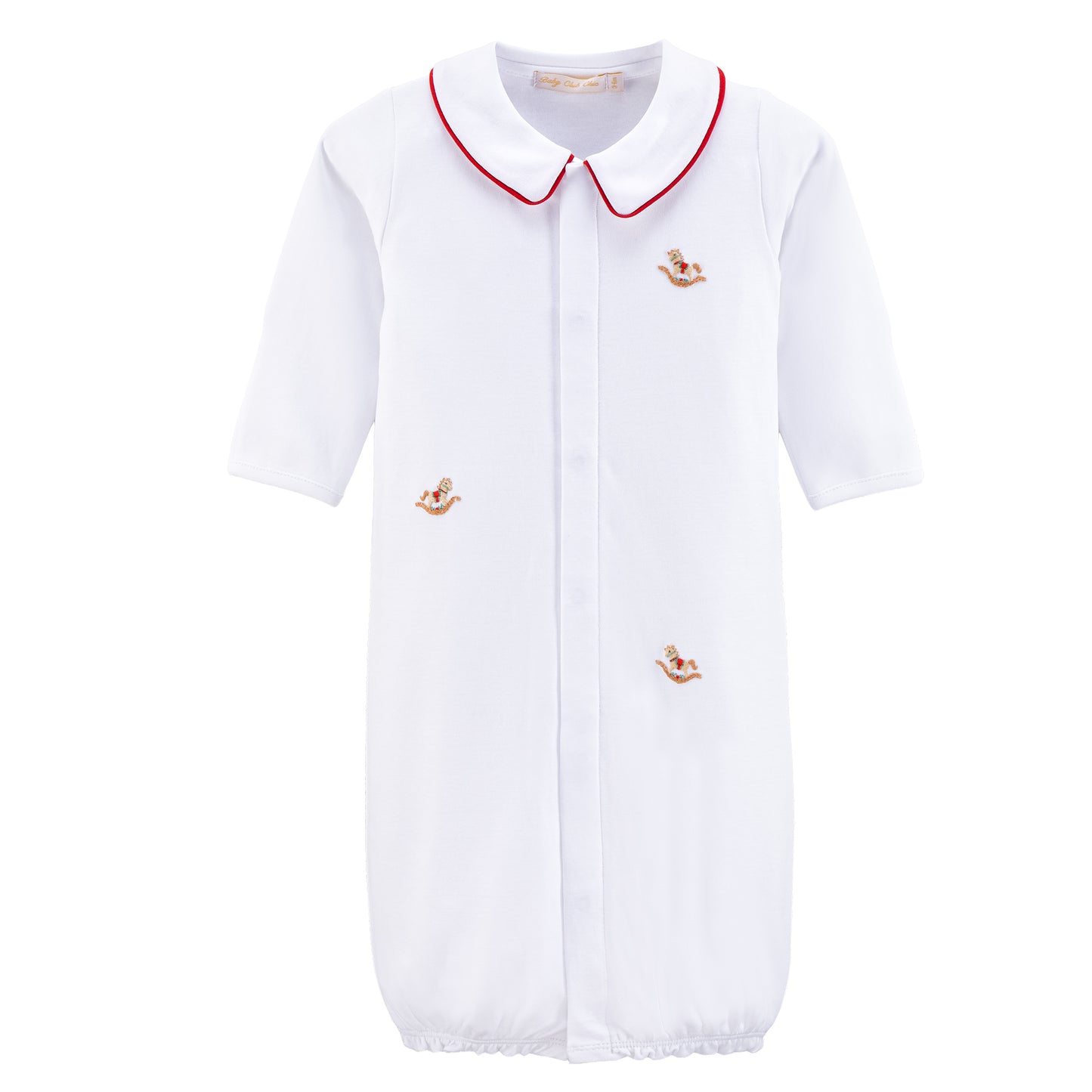Christmas Rocking Horse Embroidered Pima Converter Gown
