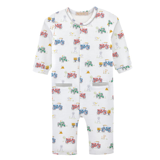 Tractor Time Playsuit w/Piping
