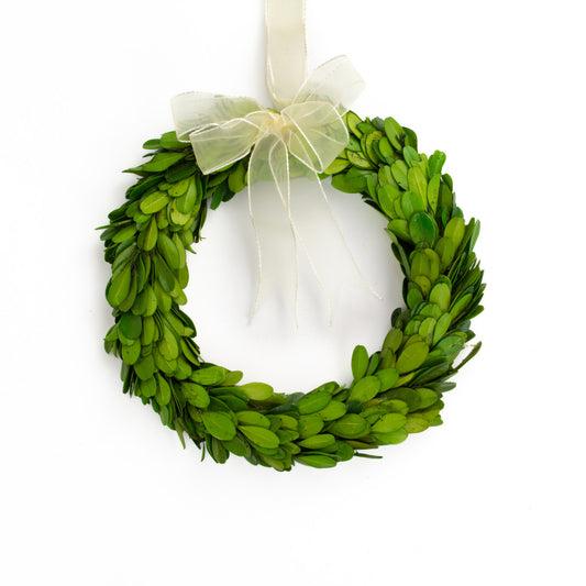 Boxwood Wreath w/Ribbon | 8"