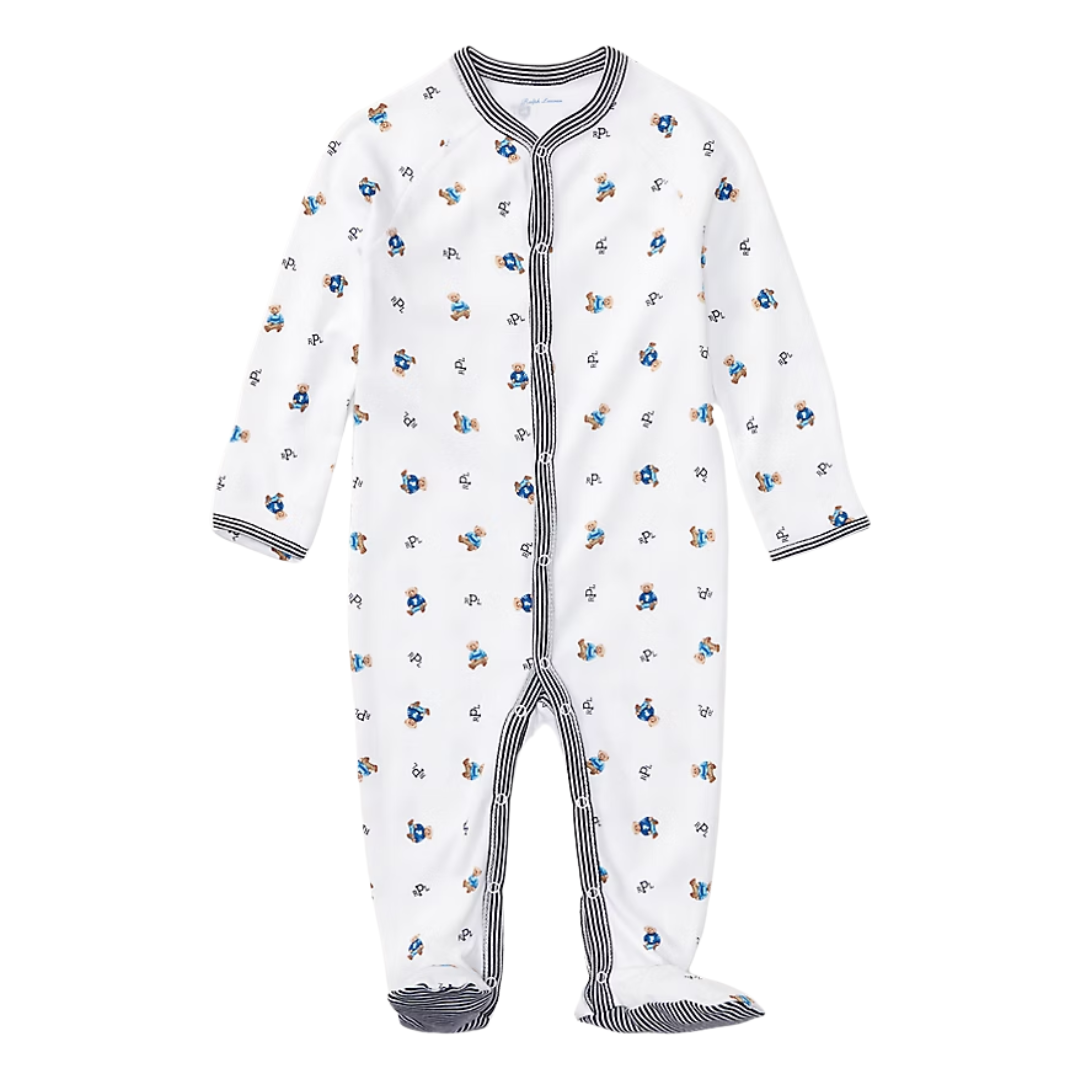 Printed Cotton Coverall | White Multi with Refined Navy