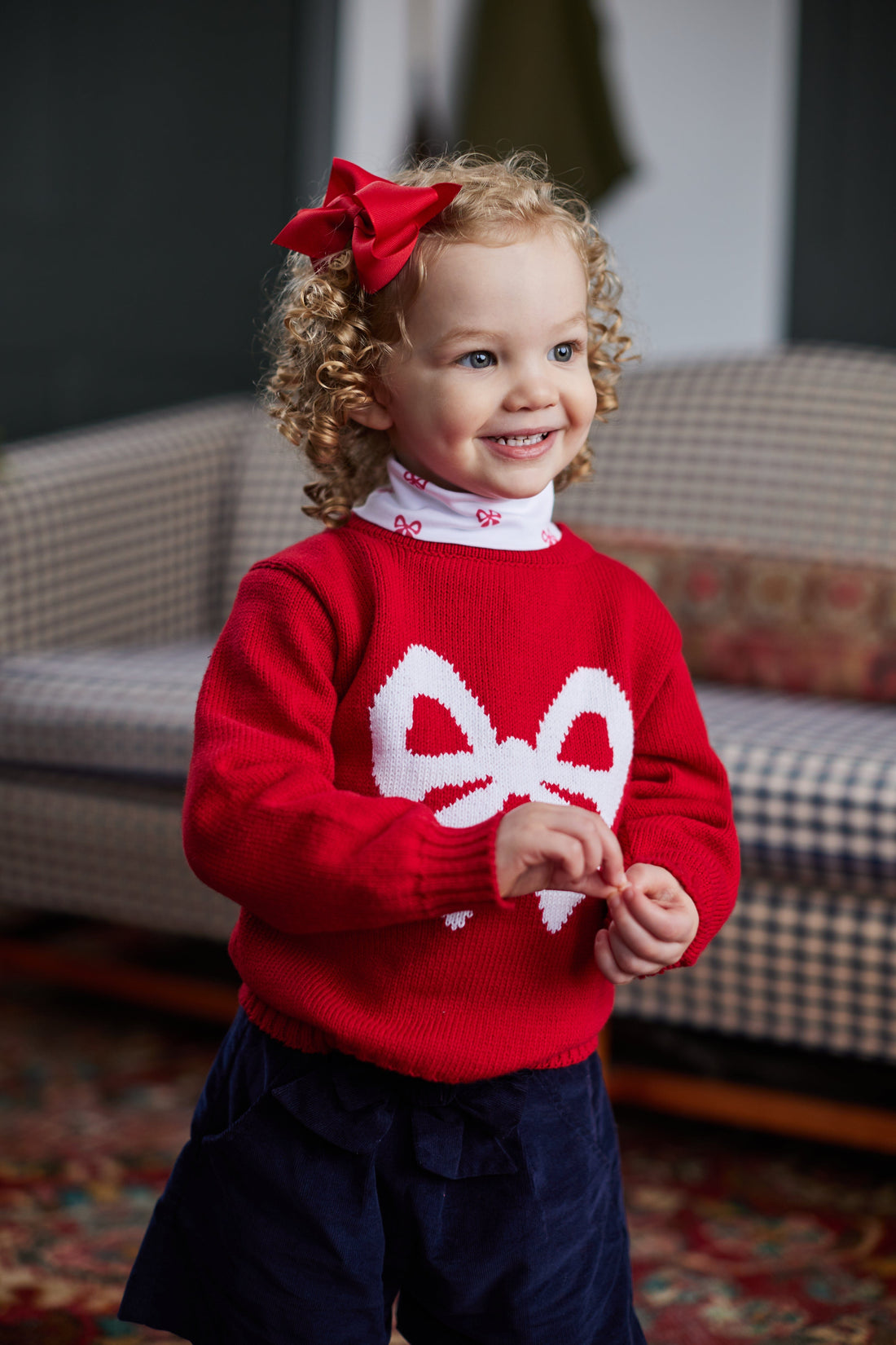 Printed Turtleneck | Red Bow