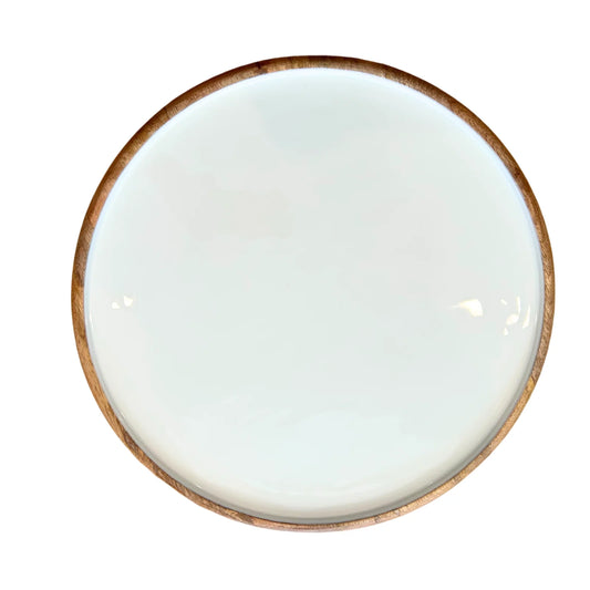 Acacia & Enamel Lazy Susan | 20x20 | White