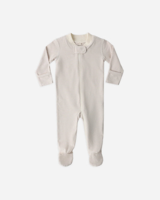 Sip Longsleeve Sleeper Footie | Oat Microstripe