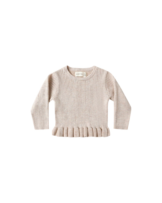 Rib Knit Peplum Top | Heathered Oatmeal