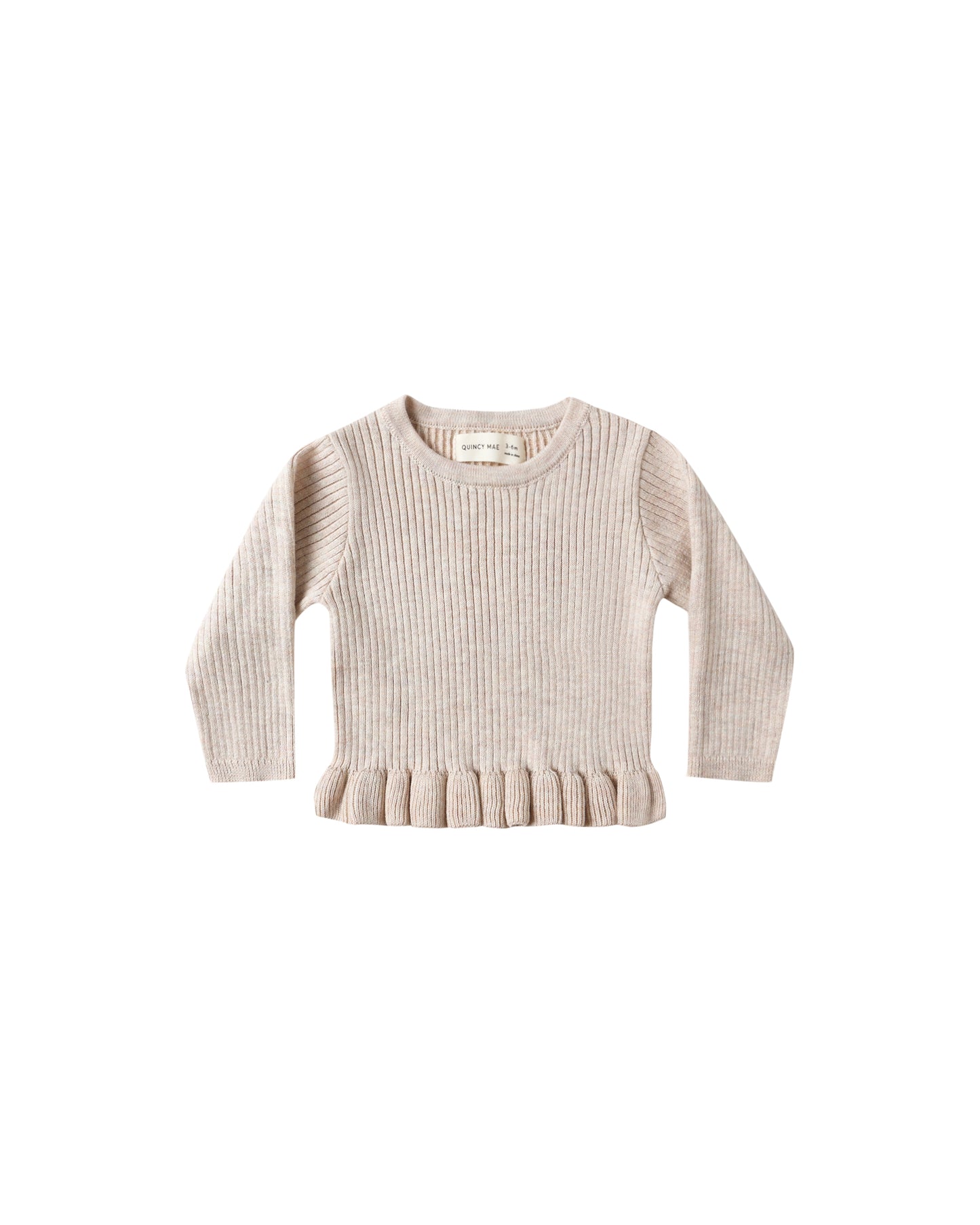Rib Knit Peplum Top | Heathered Oatmeal