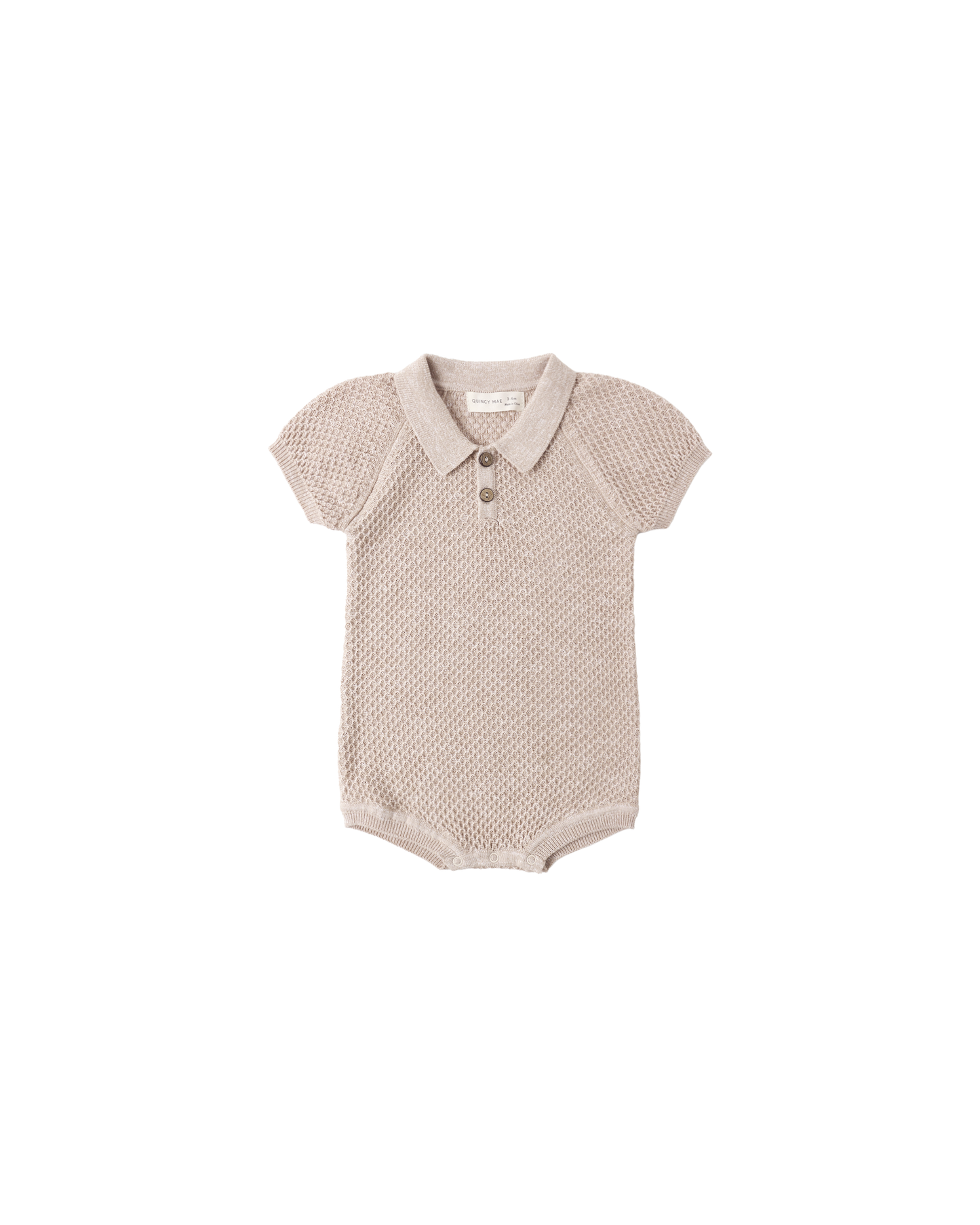 Knit Polo Romper | Heathered Latte