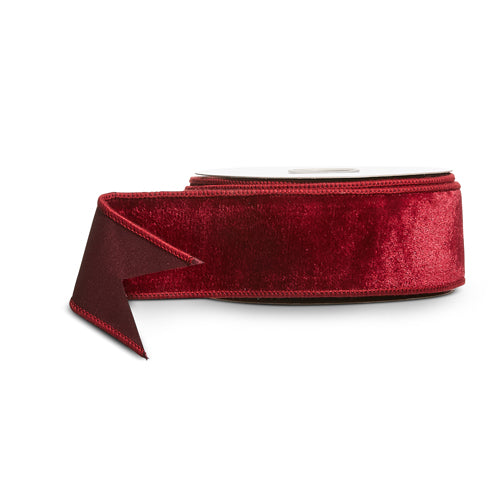 2.5" X 10 yds Burgundy Velvet Wired Ribbon