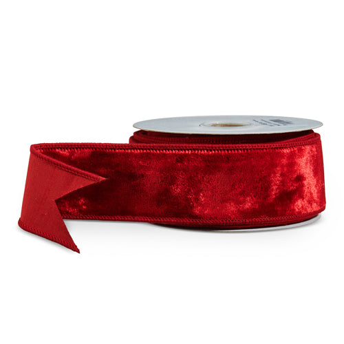 2.5" X 10 yds Deep Red Velvet Wired Ribbon
