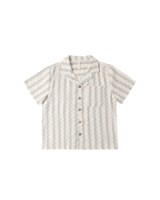 Lapel Collar Shirt | Wave Stripe