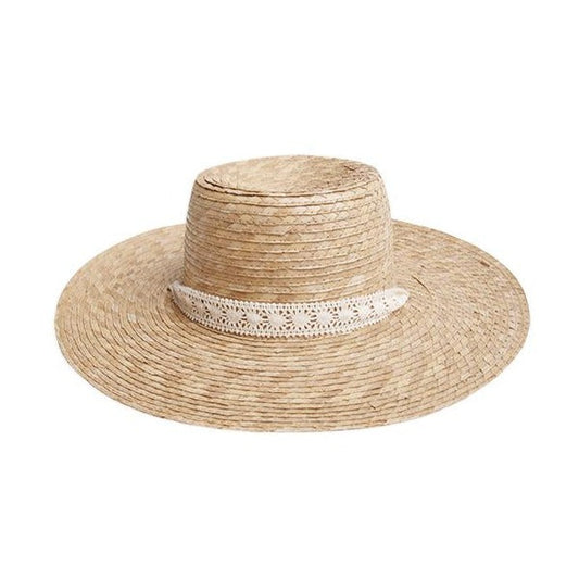 Ribbon Wide Brim Hat - Natural