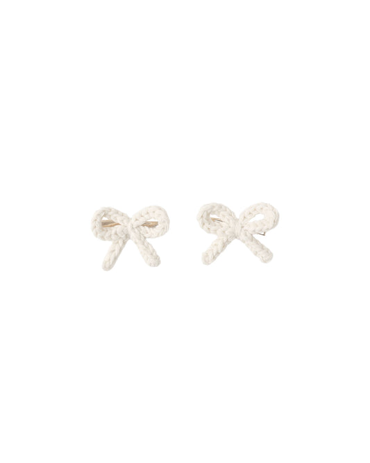 Crochet Bow Clips | Ivory