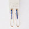 Rhodes | Gold oblong with blue stone 2.25" long