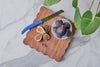 Square Scalloped Cheese Board with Spreader | Small | Natural